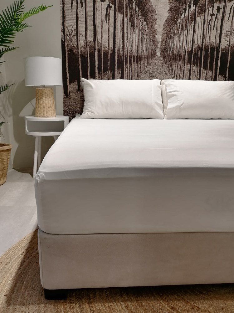 SILENCIO Satin Fitted Sheet 160x200 White G1